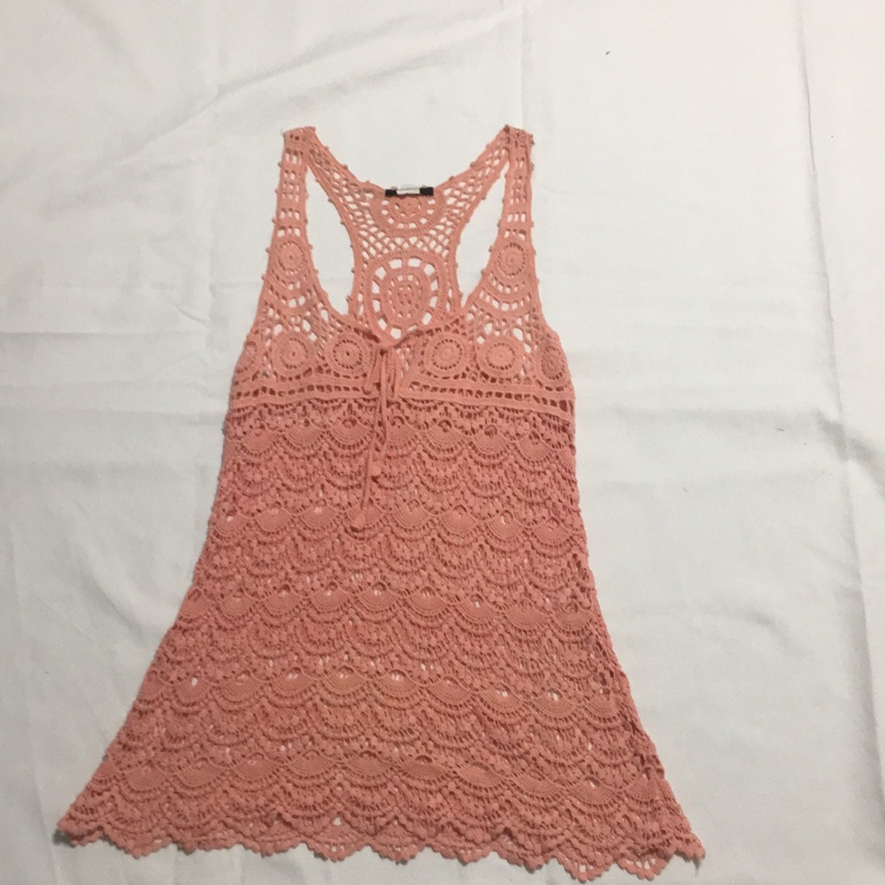 Lace peachy pink tank